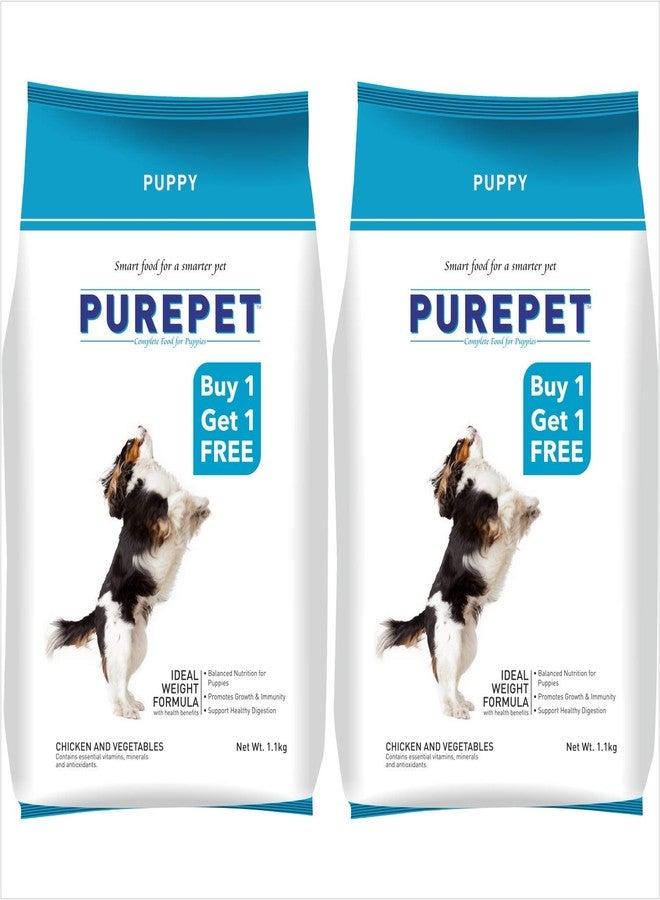 Purepet Chicken & Vegetable Puppy Dry Dog Food, 1.1kg (Buy 1 Get 1 Free) - Image 1